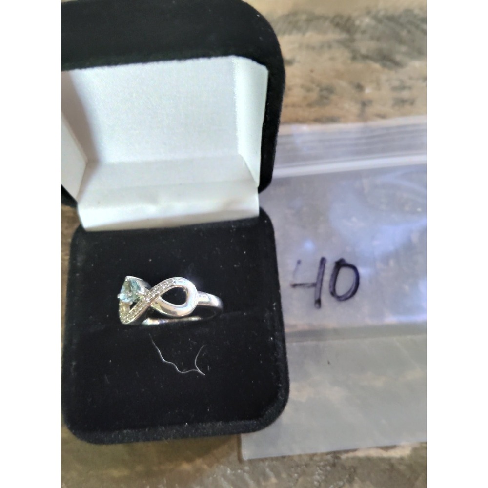 LNT Infinity Ring Size 9.5 Sterling Silver 925 Blue Stone Statement Band